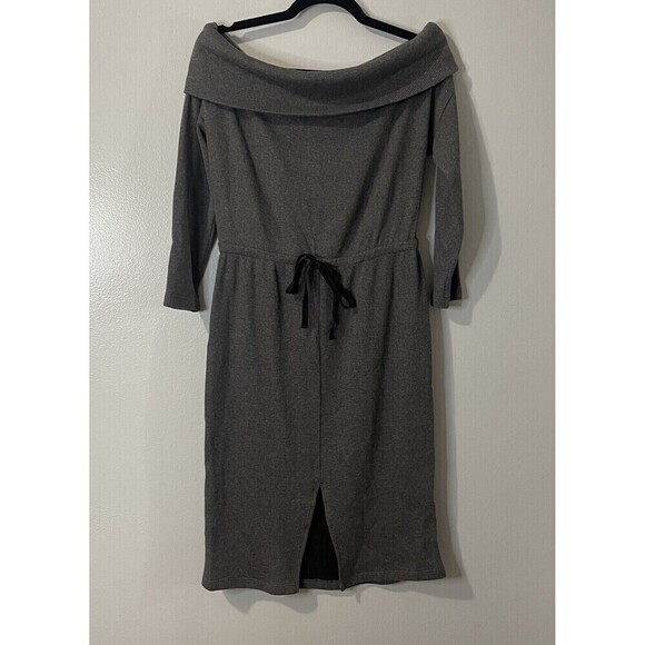 DOLAN Anthropologie Midi Dress Size Medium Petite Gray NWT Ribbed Casual Comfort - Picture 1 of 8